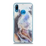 KZY İletişim Huawei P20 Lite ile Uyumlu Kapak Mermer Desenli Pop Socketli Silikon Kılıf - Mor