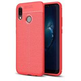 KZY İletişim-Huawei P20 Lite ile Uyumlu Kılıf Darbe Korumalı Deri Görünümlü Silikon Arka Kapak - Kırmızı (Kırmızı)
