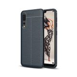 KZY İletişim-Huawei P20 Pro ile Uyumlu Kılıf Darbe Korumalı Deri Görünümlü Silikon Arka Kapak - Lacivert (Lacivert)