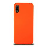 KZY İletişim Huawei Y6 2019 ile Uyumlu Kapak ile Uyumlu İçi Kadife Lansman Silikon Kılıf - Turuncu
