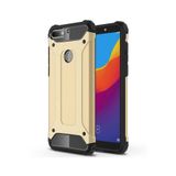 KZY İletişim-Huawei Y7 2018 ile Uyumlu Kapak Çift Katmanlı Zırh Tank Kılıf - Gold (GOLD)