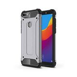 KZY İletişim-Huawei Y7 2018 ile Uyumlu Kapak Çift Katmanlı Zırh Tank Kılıf - Gri (GRİ)