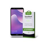 KZY İLETİŞİM Huawei Y7 2018 ile uyumlu Temperli Ekran Koruyucu Kırılmaz Cam Ekonomik 5'li Paket