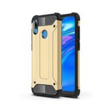 KZY İletişim-Huawei Y7 Prime 2019 ile Uyumlu Kapak Çift Katmanlı Zırh Tank Kılıf - Gold (GOLD)