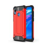 KZY İletişim-Huawei Y7 Prime 2019 ile Uyumlu Kapak Çift Katmanlı Zırh Tank Kılıf - Kırmızı (KIRMIZI)