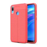KZY İletişim-Huawei Y7 Prime 2019 ile Uyumlu Kılıf Darbe Korumalı Deri Görünümlü Silikon Arka Kapak - Kırmızı (Kırmızı)