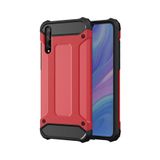KZY İletişim-Huawei Y8P ile Uyumlu Kapak Çift Katmanlı Zırh Tank Kılıf - Kırmızı (Kırmızı)