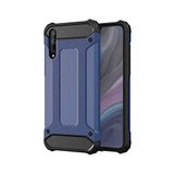 KZY İletişim-Huawei Y8P ile Uyumlu Kapak Çift Katmanlı Zırh Tank Kılıf - Lacivert (Mavi)