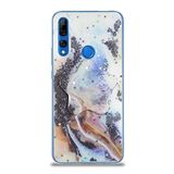 KZY İletişim Huawei Y9 Prime 2019 ile Uyumlu Kapak Mermer Desenli Pop Socketli Silikon Kılıf - Mor
