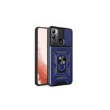 KZY İLETİŞİM İnfinix Hot 12i Kapak Lens Sürgülü Kamera Korumalı Yüzüklü Stantlı Tank Kılıf - Lacivert