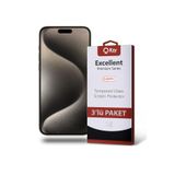 KZY İletişim iPhone 15 Pro Max ile Uyumlu Temperli Ekran Koruyucu Kırılmaz Cam Ekonomik 3'lü Paket