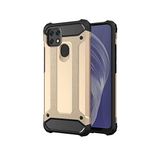 KZY İletişim-Oppo A15s ile Uyumlu Kapak Çift Katmanlı Zırh Tank Kılıf - Gold (GOLD)