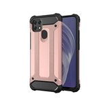 KZY İletişim-Oppo A15s ile Uyumlu Kapak Çift Katmanlı Zırh Tank Kılıf - Rose Gold (ROSE GOLD)