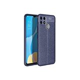 KZY İletişim-Oppo A15S ile Uyumlu Kılıf Darbe Korumalı Deri Görünümlü Silikon Arka Kapak - Lacivert