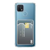 KZY İLETİŞİM Oppo A15S Kapak Kamera Korumalı Kartlıklı Darbe Emici Özellikli Şeffaf Silikon Kılıf
