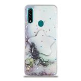 KZY İletişim Oppo A31 ile Uyumlu Kapak Mermer Desenli Pop Socketli Silikon Kılıf - Beyaz