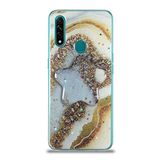 KZY İletişim Oppo A31 ile Uyumlu Kapak Mermer Desenli Pop Socketli Silikon Kılıf - Gold