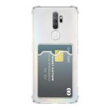 KZY İLETİŞİM Oppo A5 2020 Kapak Kamera Korumalı Kartlıklı Darbe Emici Özellikli Şeffaf Silikon Kılıf