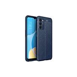 KZY İletişim-Oppo A55 5G ile Uyumlu Kılıf Darbe Korumalı Deri Görünümlü Silikon Arka Kapak - Lacivert (Lacivert)