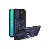 KZY İLETİŞİM Oppo A9 2020 Kapak Lens Sürgülü Kamera Korumalı Yüzüklü Stantlı Tank Kılıf - Lacivert