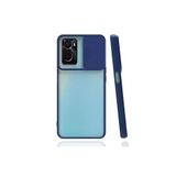Kzy İletişim Oppo A96 ile Uyumlu Kapak Lensi Açılır Kapanır Kamera Korumalı Silikon Kılıf - Lacivert