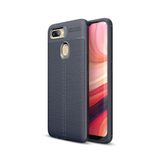 KZY İletişim-Oppo AX7 ile Uyumlu Kılıf Darbe Korumalı Deri Görünümlü Silikon Arka Kapak - Lacivert (Lacivert)