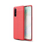 KZY İletişim-Oppo Reno 3 ile Uyumlu Kılıf Darbe Korumalı Deri Görünümlü Silikon Arka Kapak - Kırmızı (Kırmızı)