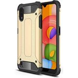 KZY İletişim-Samsung Galaxy A01 ile Uyumlu Kapak Çift Katmanlı Zırh Tank Kılıf - Gold (GOLD)