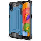 KZY İletişim-Samsung Galaxy A01 ile Uyumlu Kapak Çift Katmanlı Zırh Tank Kılıf - Mavi (Mavi)