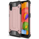 KZY İletişim-Samsung Galaxy A01 ile Uyumlu Kapak Çift Katmanlı Zırh Tank Kılıf - Rose Gold (ROSE GOLD)