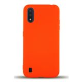 KZY İletişim Samsung Galaxy A01 ile Uyumlu Kapak İçi Kadife Lansman Silikon Kılıf - Turuncu