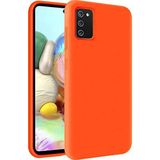 KZY İletişim Samsung Galaxy A02S ile Uyumlu Kapak Içi Kadife Soft Logosuz Lansman Silikon Kılıf - Turuncu
