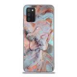 KZY İletişim Samsung Galaxy A02S ile Uyumlu Kapak Mermer Desenli Pop Socketli Silikon Kılıf - Mercan