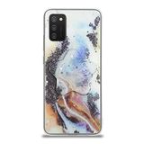 KZY İletişim Samsung Galaxy A02S ile Uyumlu Kapak Mermer Desenli Pop Socketli Silikon Kılıf - Mor