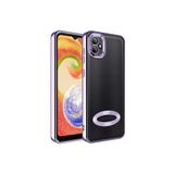 KZY İletişim Samsung Galaxy A03 ile uyumlu Kapak ile uyumlu Yanları Renkli Lens Korumalı Logo Gösteren Luxury Silikon Kılıf - Lila