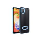 KZY İletişim Samsung Galaxy A03 ile uyumlu Kapak ile uyumlu Yanları Renkli Lens Korumalı Logo Gösteren Luxury Silikon Kılıf - Mavi