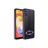 KZY İletişim Samsung Galaxy A04 ile uyumlu Kapak ile uyumlu Yanları Renkli Lens Korumalı Logo Gösteren Luxury Silikon Kılıf - Mor