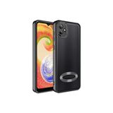 KZY İletişim Samsung Galaxy A04 ile uyumlu Kapak ile uyumlu Yanları Renkli Lens Korumalı Logo Gösteren Luxury Silikon Kılıf - Siyah