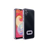 KZY İletişim Samsung Galaxy A04e ile uyumlu Kapak ile uyumlu Yanları Renkli Lens Korumalı Logo Gösteren Luxury Silikon Kılıf - Lila