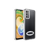 KZY İletişim Samsung Galaxy A04s ile uyumlu Kapak ile uyumlu Yanları Renkli Lens Korumalı Logo Gösteren Luxury Silikon Kılıf - Gümüş