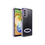 KZY İletişim Samsung Galaxy A04s ile uyumlu Kapak ile uyumlu Yanları Renkli Lens Korumalı Logo Gösteren Luxury Silikon Kılıf - Lila