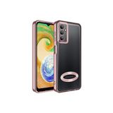 KZY İletişim Samsung Galaxy A04s ile uyumlu Kapak ile uyumlu Yanları Renkli Lens Korumalı Logo Gösteren Luxury Silikon Kılıf - Rose