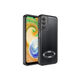 KZY İletişim Samsung Galaxy A04s ile uyumlu Kapak ile uyumlu Yanları Renkli Lens Korumalı Logo Gösteren Luxury Silikon Kılıf - Siyah