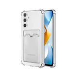 KZY İLETİŞİM Samsung Galaxy A04S Kapak Kamera Korumalı Kartlıklı Darbe Emici Özellikli Şeffaf Silikon Kılıf