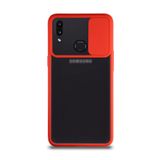 Kzy İletişim Samsung Galaxy A10S ile Uyumlu Kapak Lensi Açılır Kapanır Kamera Korumalı Silikon Kılıf - Kırmızı