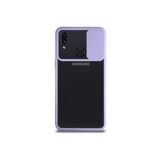 Kzy İletişim Samsung Galaxy A10S ile Uyumlu Kapak Lensi Açılır Kapanır Kamera Korumalı Silikon Kılıf - Lila