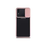Kzy İletişim Samsung Galaxy A10S ile Uyumlu Kapak Lensi Açılır Kapanır Kamera Korumalı Silikon Kılıf - Pudra