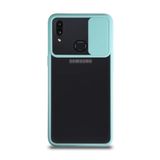 Kzy İletişim Samsung Galaxy A10S ile Uyumlu Kapak Lensi Açılır Kapanır Kamera Korumalı Silikon Kılıf - Turkuaz