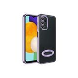 KZY İletişim Samsung Galaxy A13 ile uyumlu Kapak ile uyumlu Yanları Renkli Lens Korumalı Logo Gösteren Luxury Silikon Kılıf - Lila