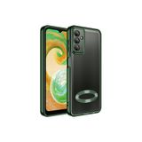 KZY İletişim Samsung Galaxy A14 ile uyumlu Yanları Renkli Lens Korumalı Logo Gösteren Şeffaf Luxury Silikon Kılıf - Yeşil
